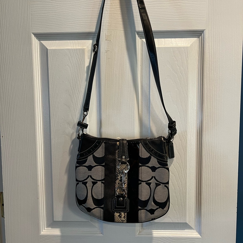 Coach leather canvas signature bag.